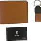 E ELTON Genuine Lambskin Soft Leather Bifold Wallet with Key Chain Tan