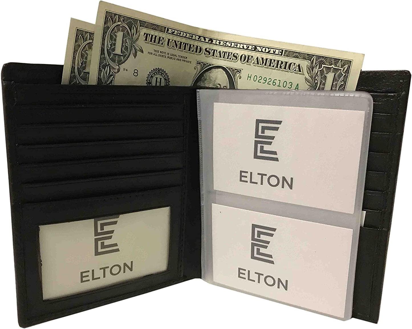 E Elton Genuine Lambskin Leather Hipster Bifold Wallets for Men Brown Extra Large Bifold Wallet