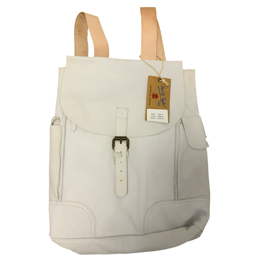 White Paul & Taylor Genuine Cowhide Leather Backpack New $198.00