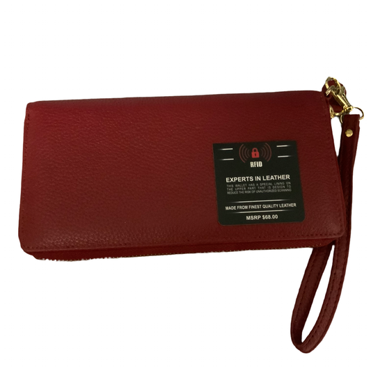 E ELTON Genuine Leather Large Wristlet with RFID Protection New$68