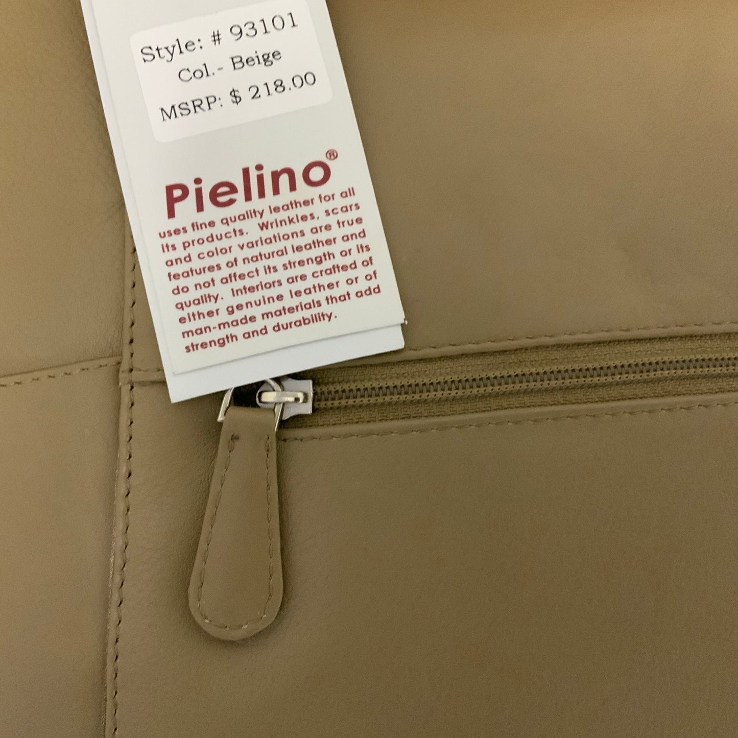 Pielino Women’s Genuine Leather Shopper Tote Beige New $218