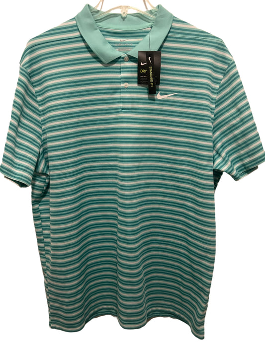 Nike Mens Standard Fit Golf Shirt 2XL GreenStripe