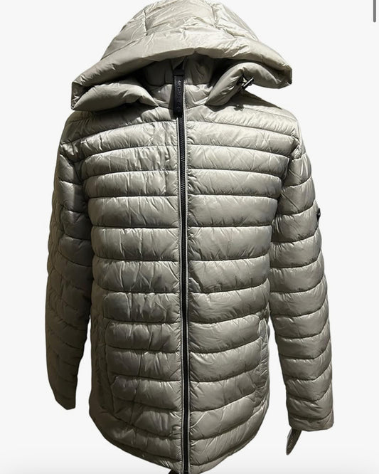 Michael Kors mens Quilted Puffer Jacket with Hoodie Large Grey new $268