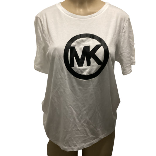 MICHAEL KORS MK LOGO TEE M WHITE NEW $68