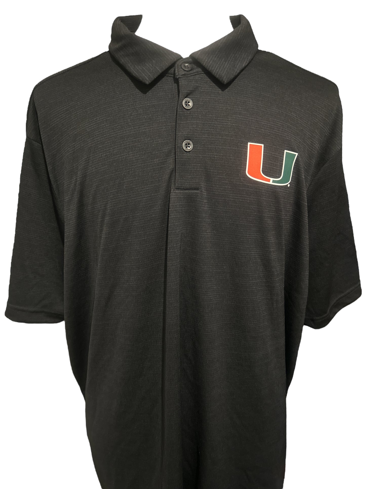 Adidas Mens Miami Hurricanes Black Logo Grande Pique Polo 3XL New $75