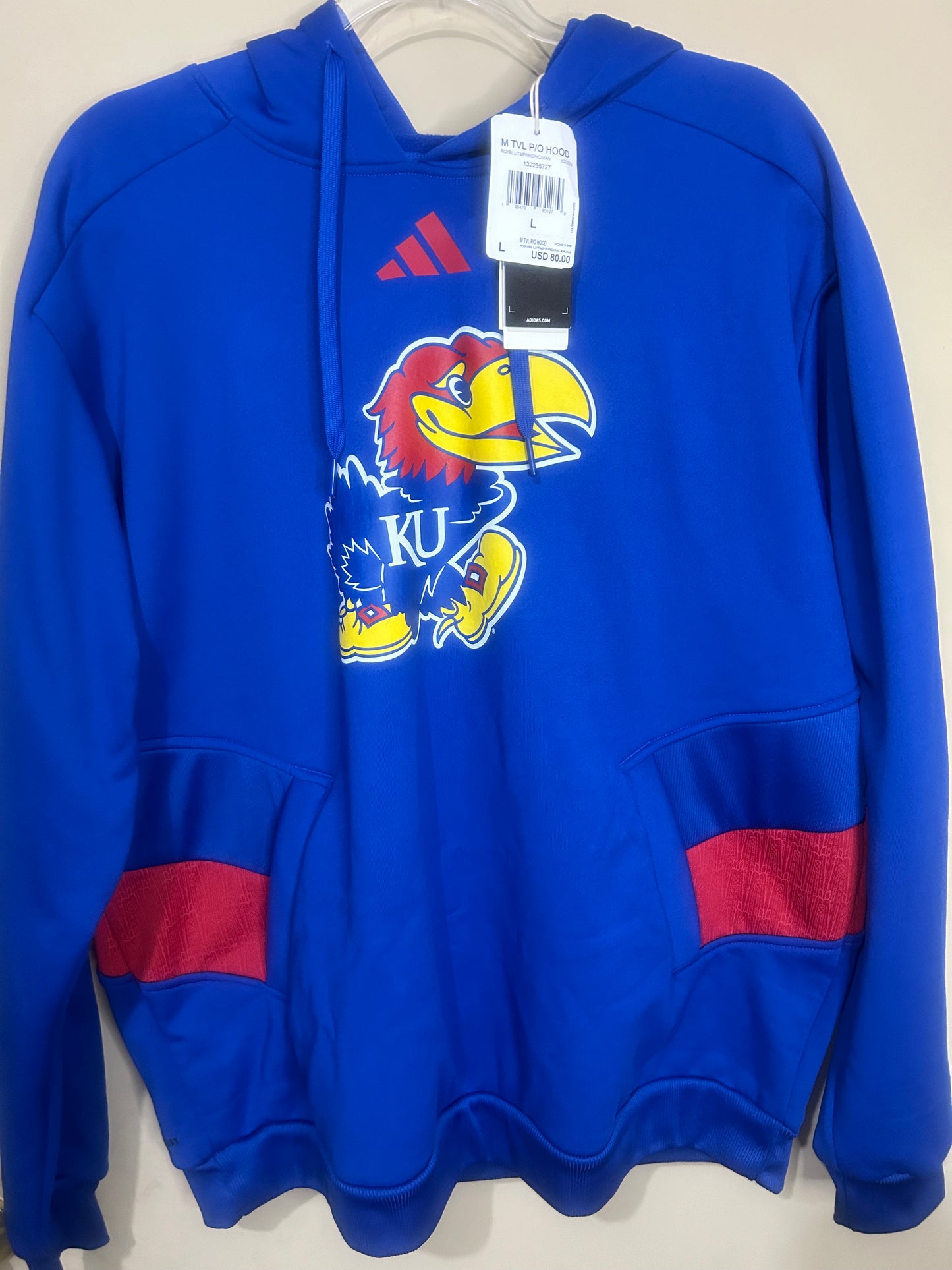 Adidas Kansas Jayhawks Adidas NCAA Sideline Travel Hoodie Men’s Large Blue Sweatshirt