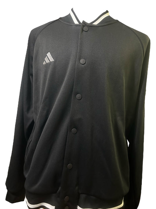 Adidas Mens Coaches Jacket Bomber XL New $150 Black/Silver