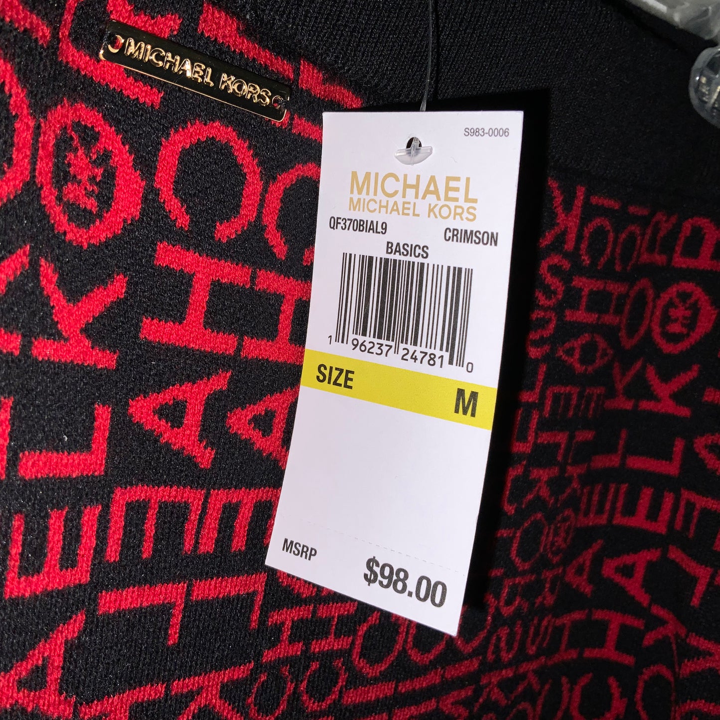 Michael Kors Basic Logo Skirt M Red/Black New $98