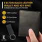 E ELTON Genuine Lambskin Soft Leather Bifold Flip Up ID Wallet with Key Chain Black